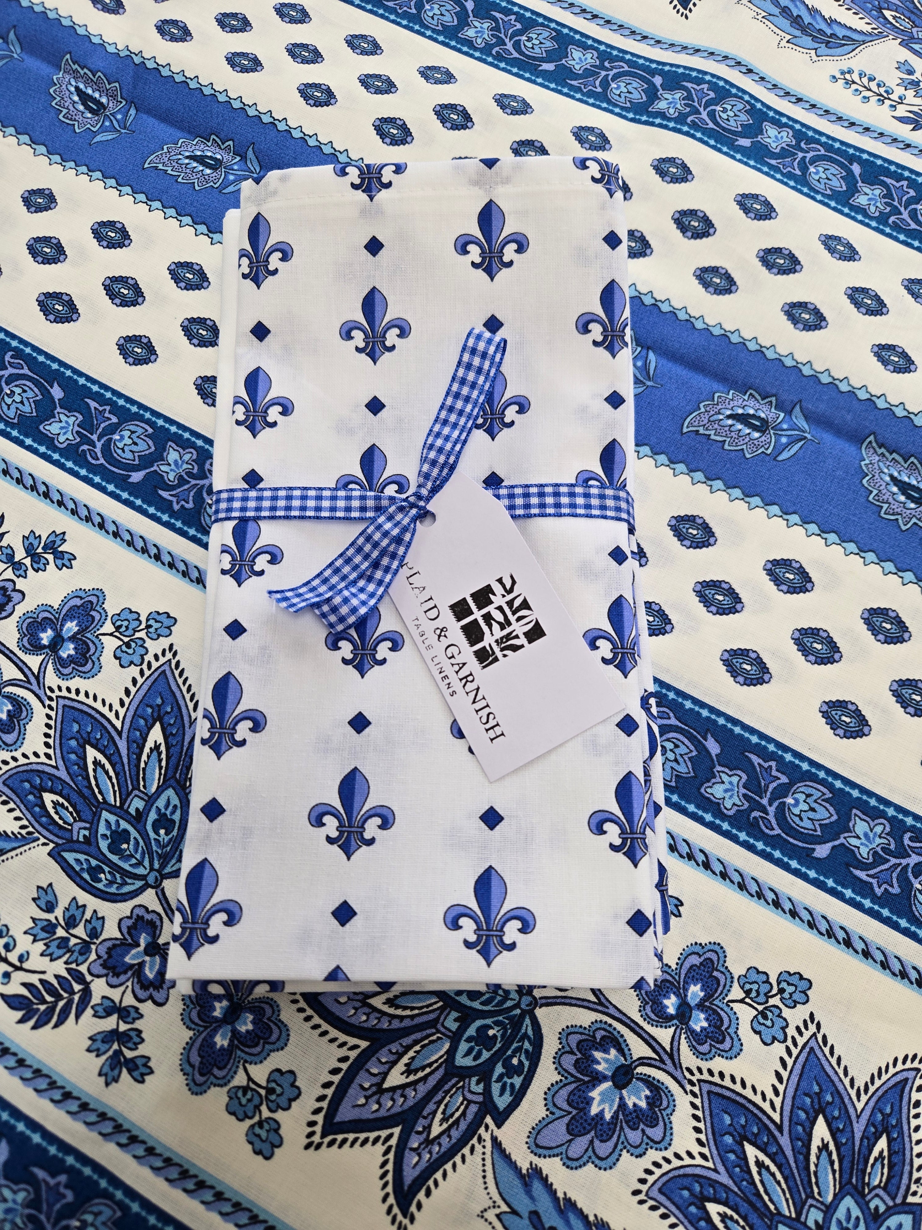 Fleur de Lys Napkin Blue & White - Set of 4