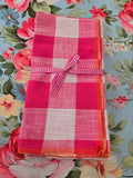 Pink and White Check Napkin - Set of 4