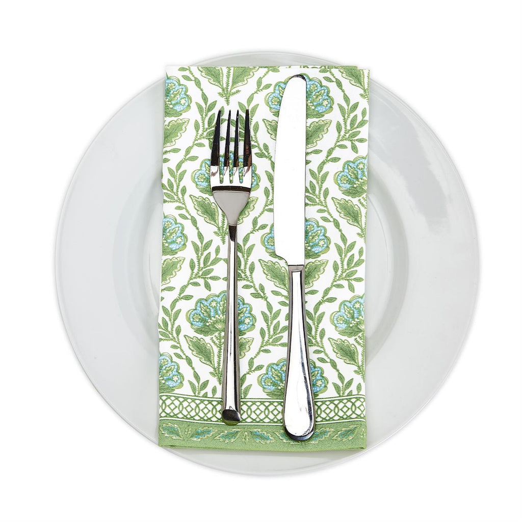 Green Floral Napkins - Set of 4