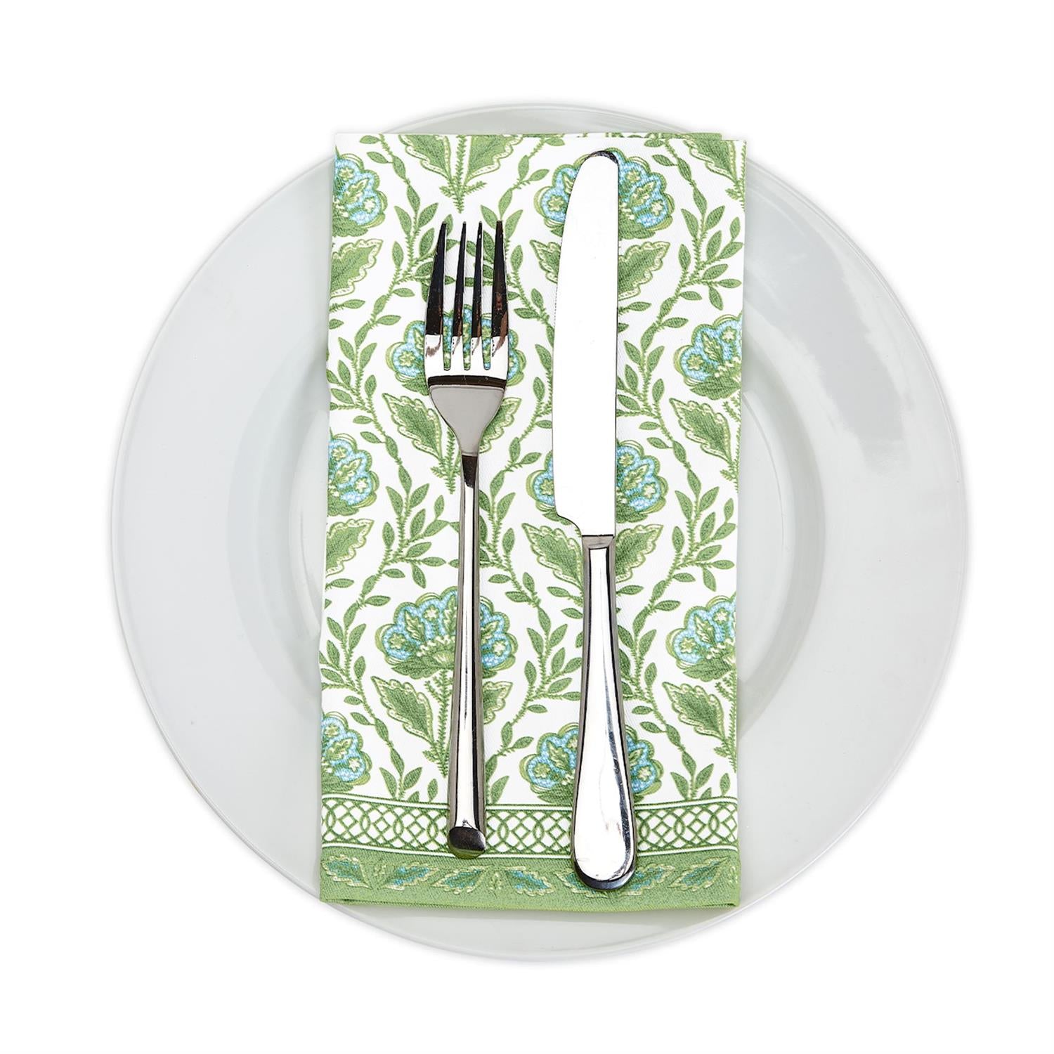 Green Floral Napkins - Set of 4