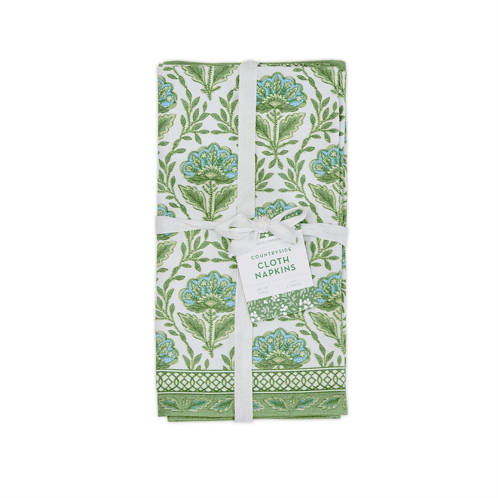 Green Floral Napkins - Set of 4
