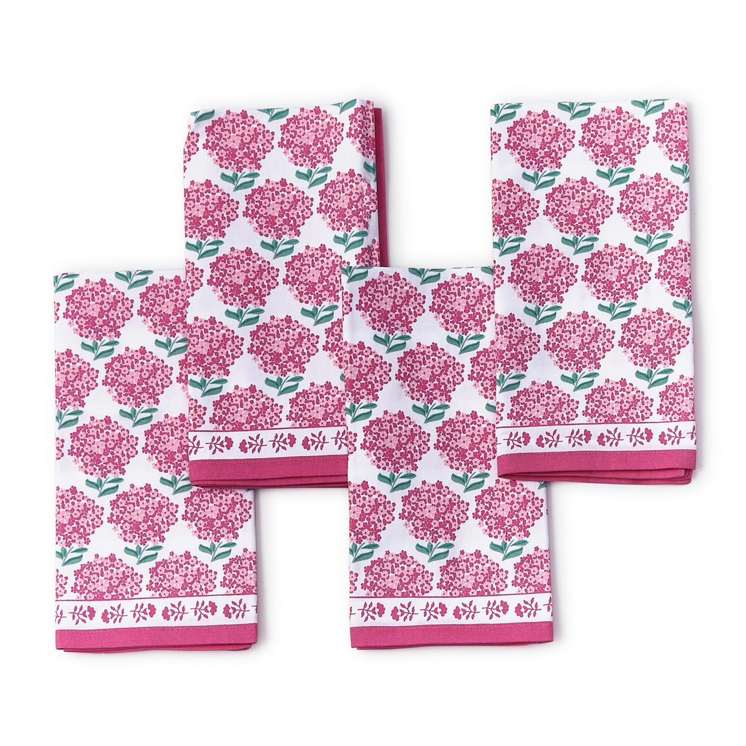 Pink Hydrangea Napkins - Set of 4