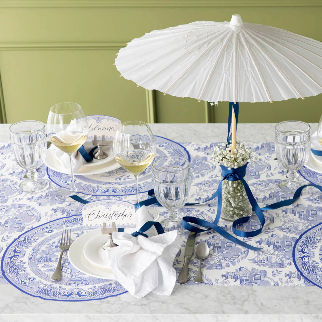 Blue Willow Paper Runner