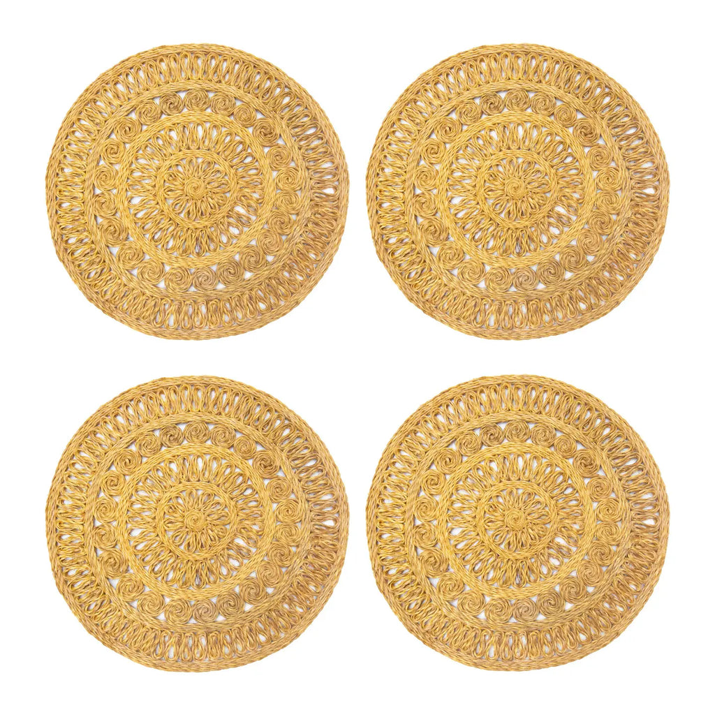 Circolo Abaca Mustard 15" Round - Set of 4