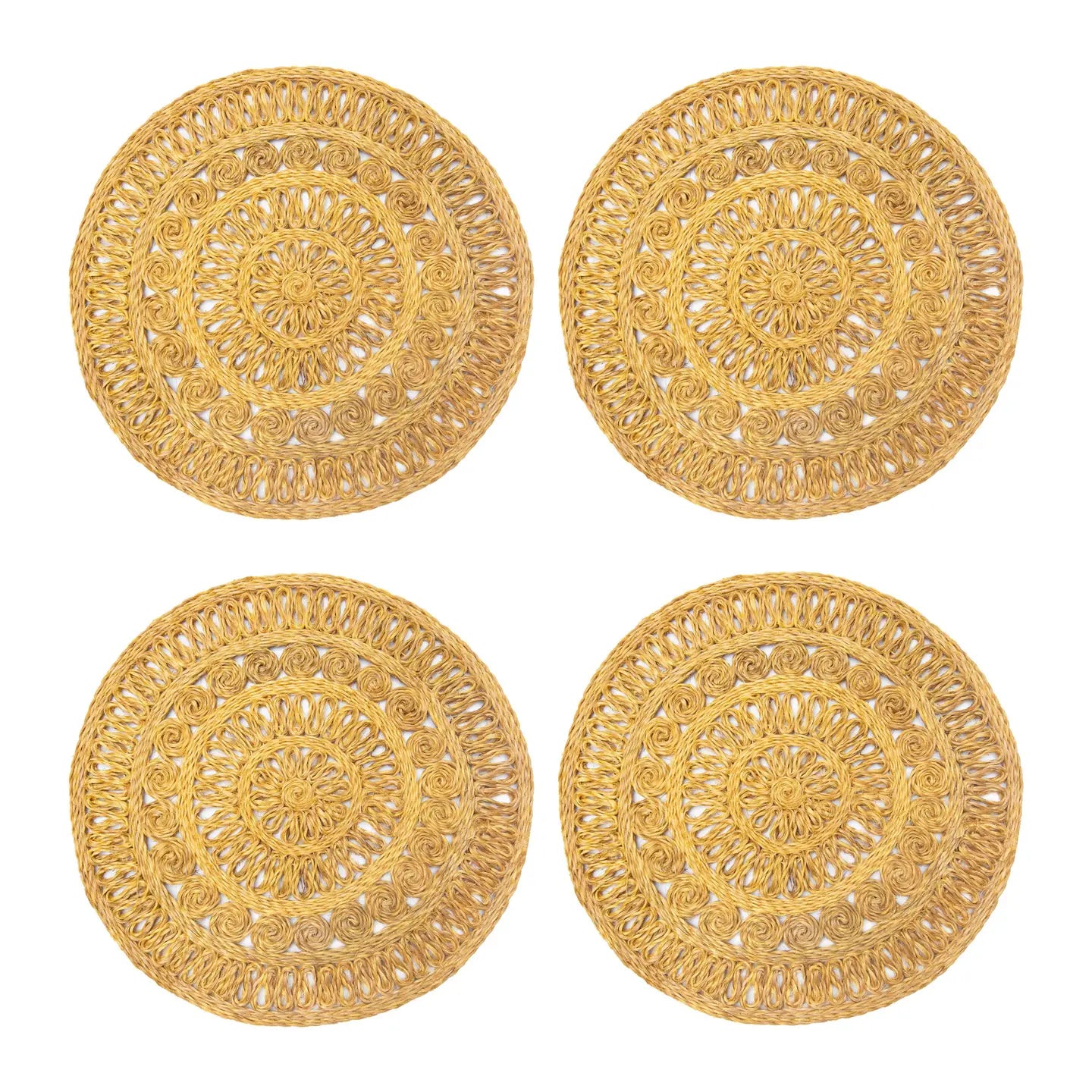 Circolo Abaca Mustard 15" Round - Set of 4