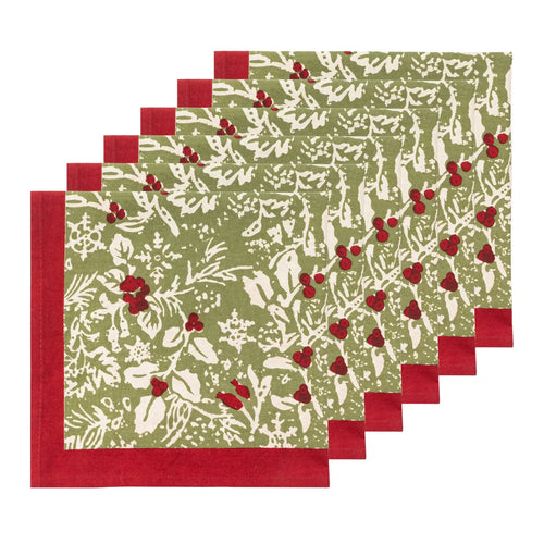Baies de Houx Red & Green Napkin - Set of 6