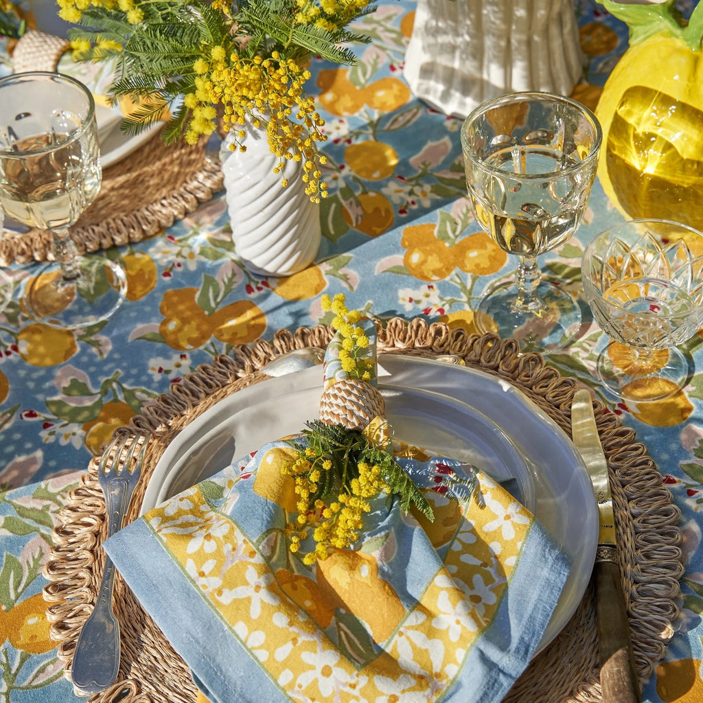 French Tablcloth Citron Bleu & Yellow