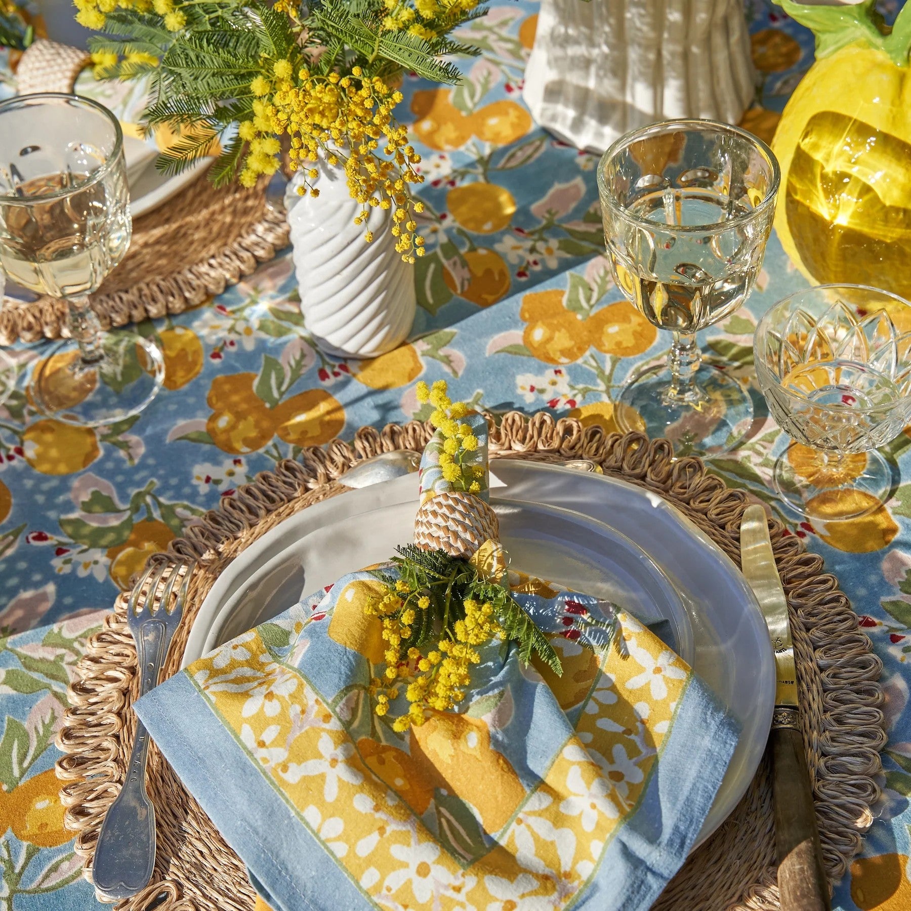 Citron Bleu & Yellow  Napkin - Set of 6