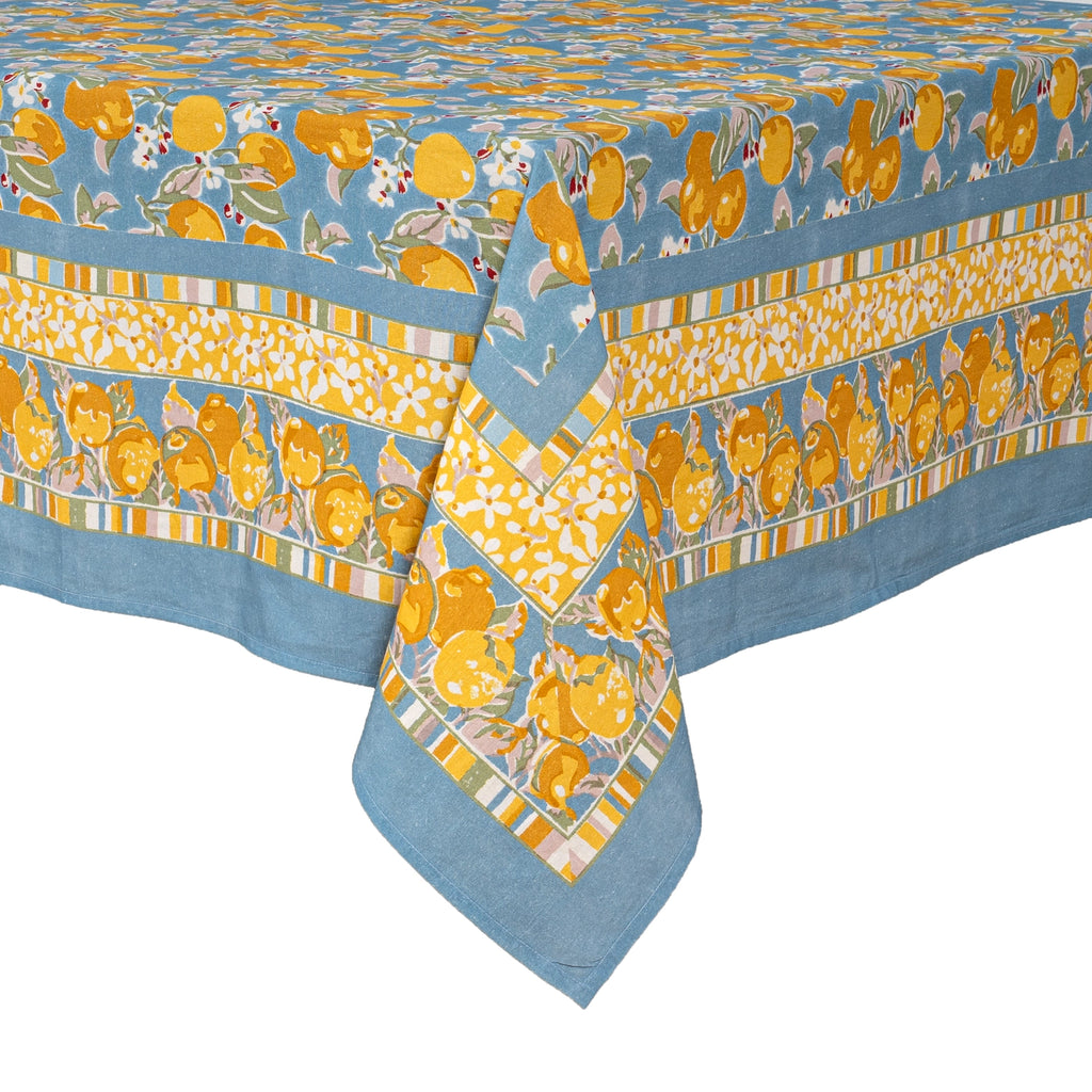 French Tablcloth Citron Bleu & Yellow