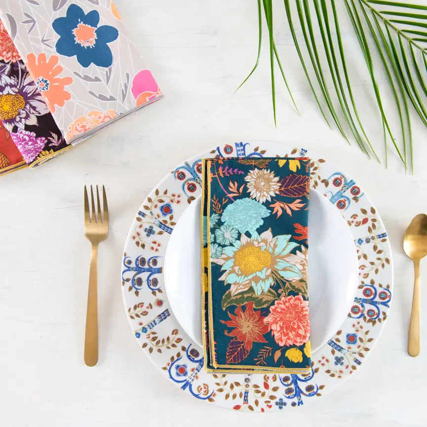 Winter Floral Cloth Napkin - Set of 4