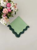 Wavy Green Linen Napkin - Set of 4