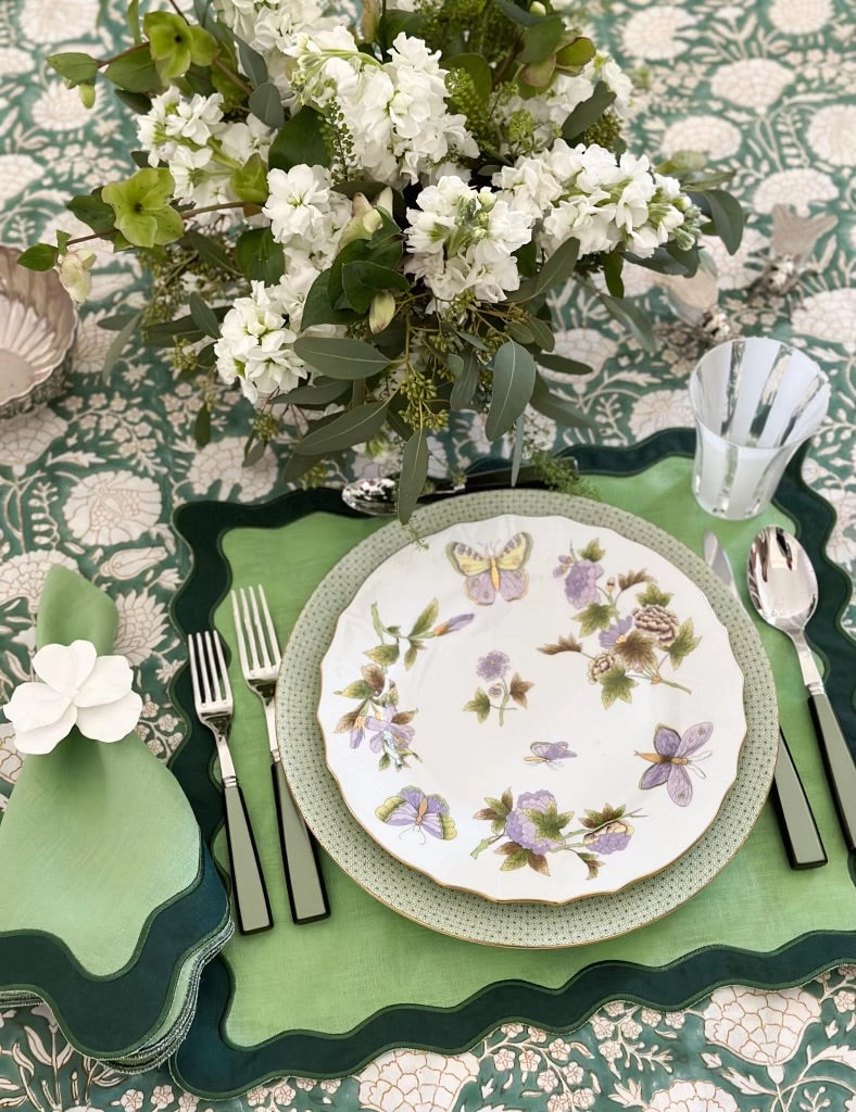 Wavy Green Linen Napkin - Set of 4