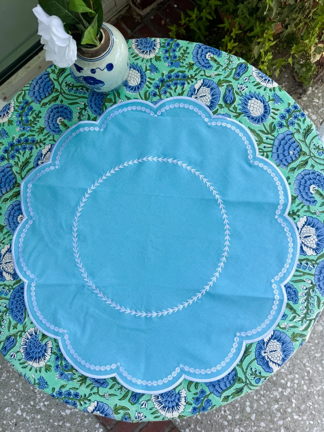 Embroidered Round Placemats or Napkins - Set of 2