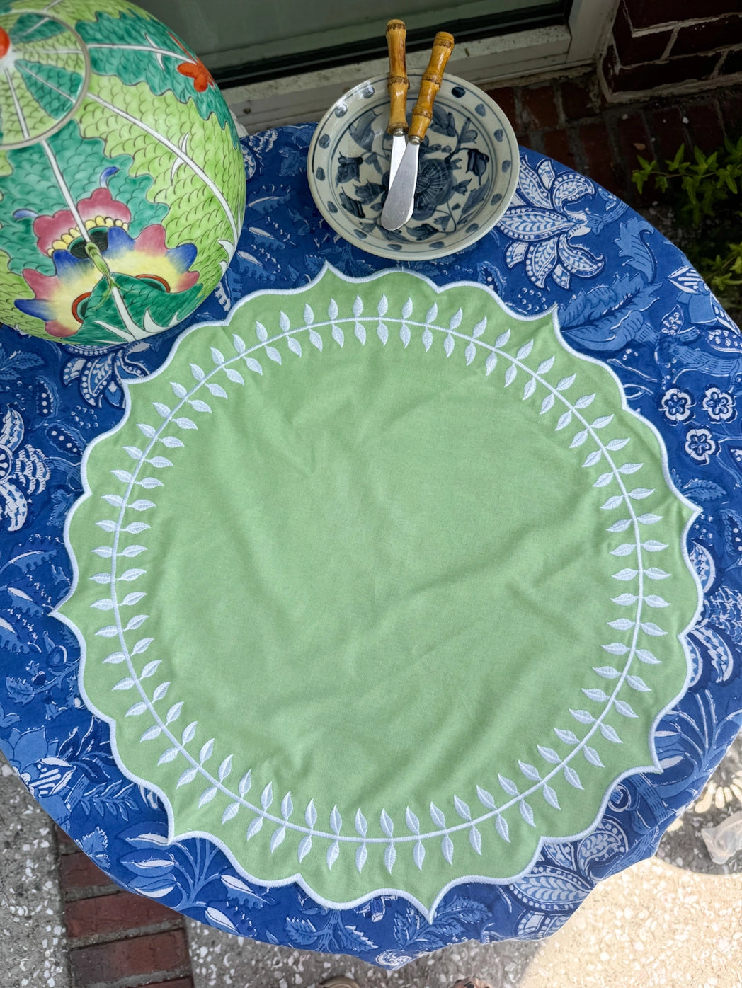 Embroidered Round Placemats or Napkins - Set of 2