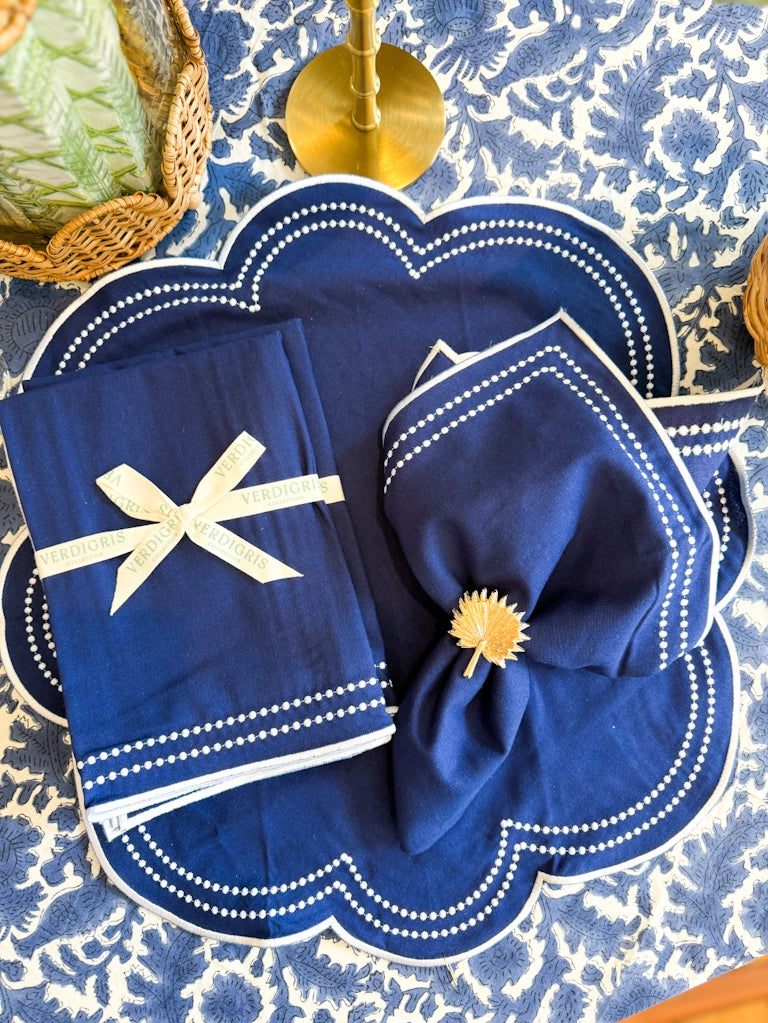 Embroidered Round Placemats or Napkins - Set of 2