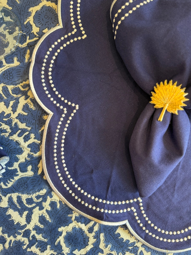 Embroidered Round Placemats or Napkins - Set of 2