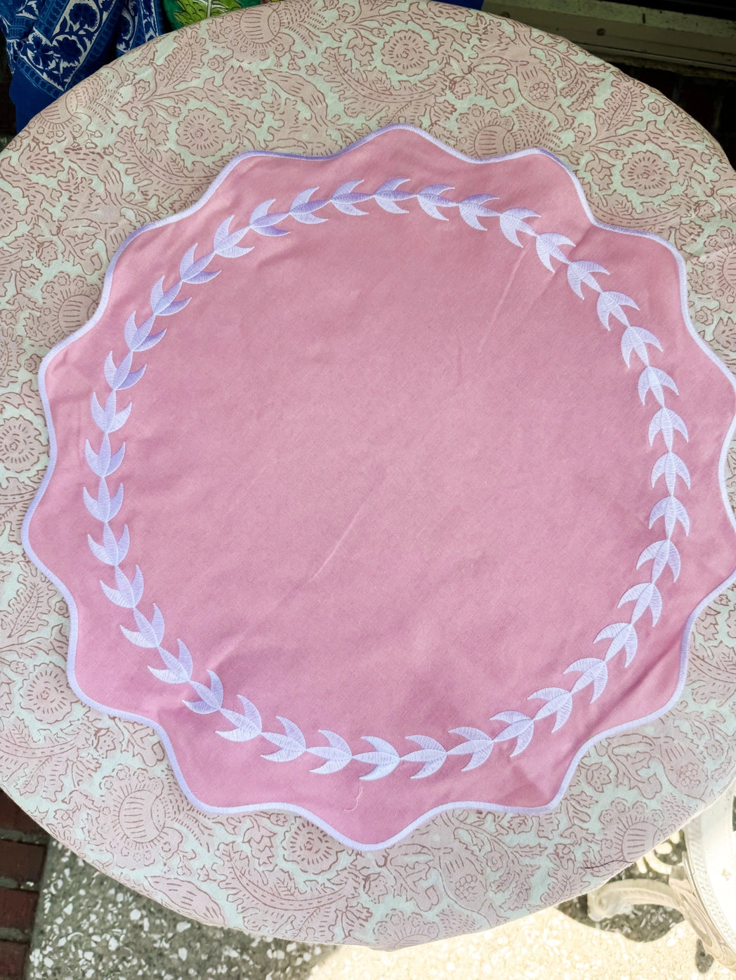 Embroidered Round Placemats or Napkins - Set of 2