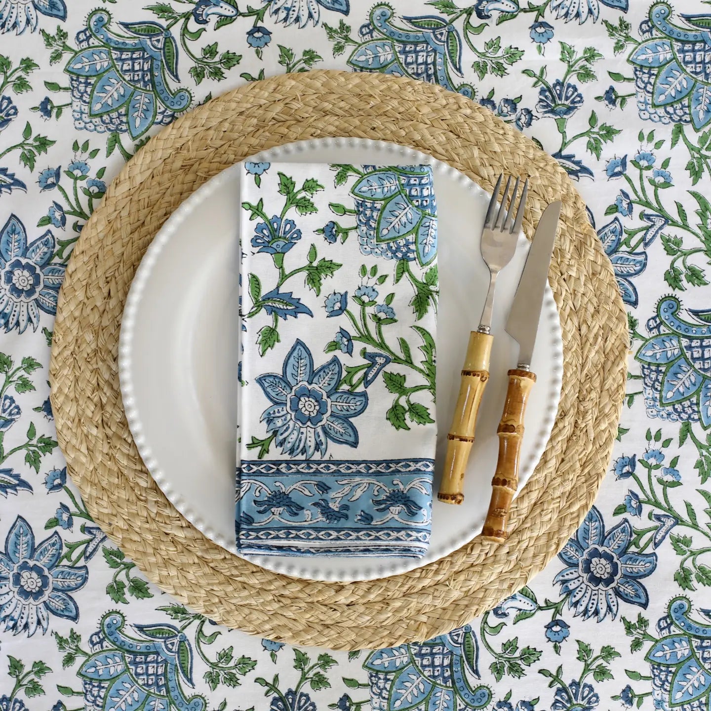 Napkin Gayatri Blue/Green - Set of 4