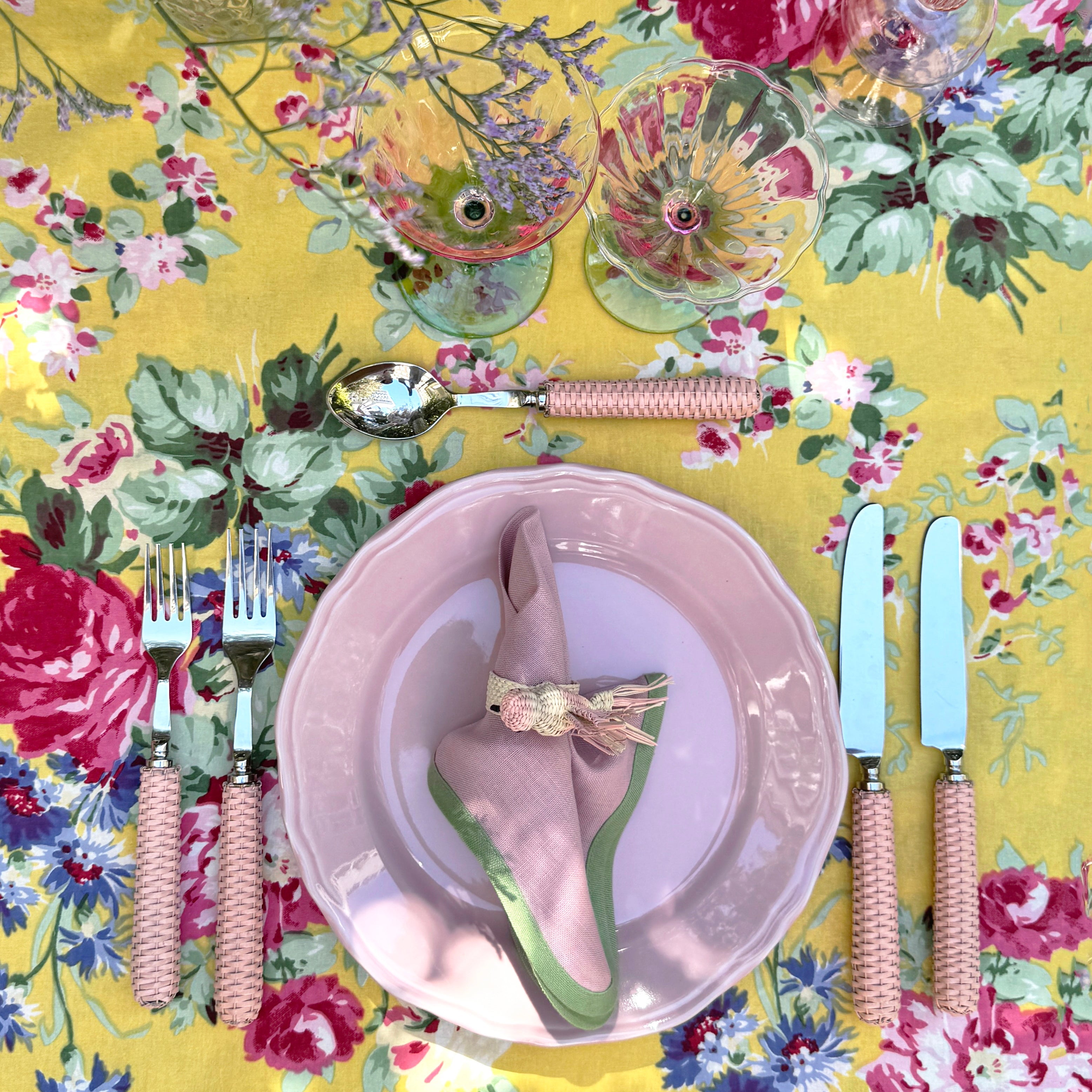 Daisy Pink Linen Napkin - Set of 4