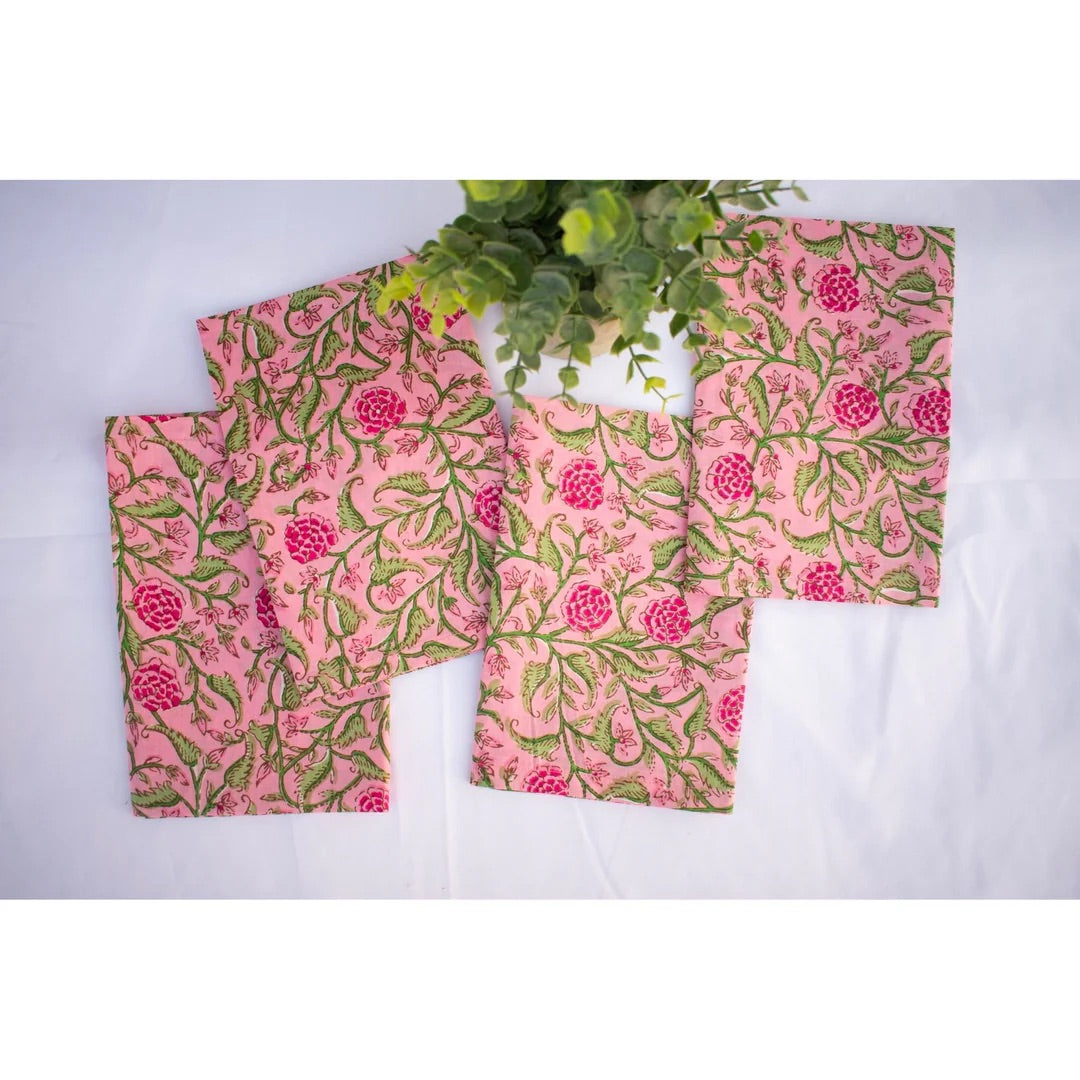 Pink Bloom - Quilted Cotton Placemat and Napkin Bundle (Set of 4)