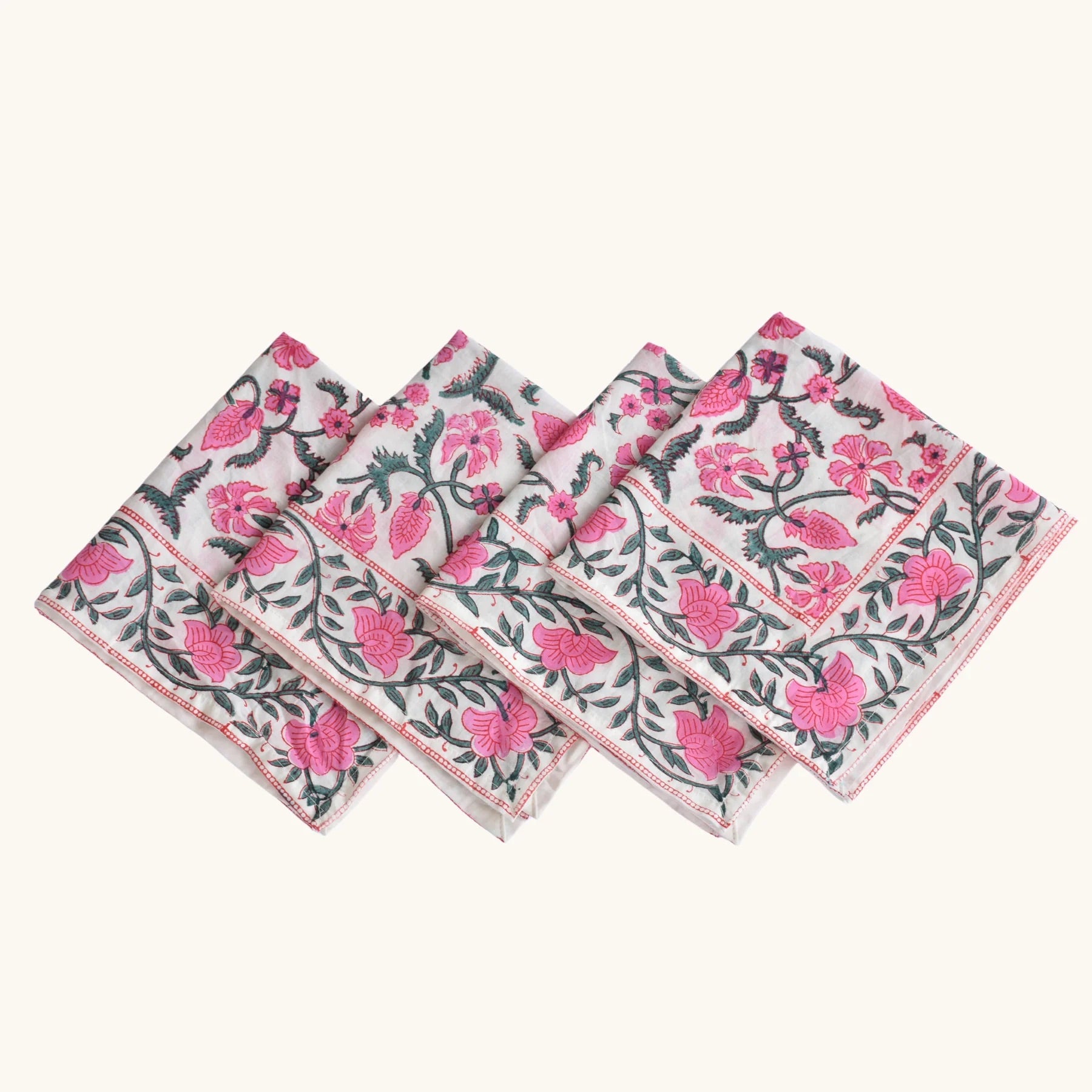 Pink Trail - Canvas Cotton Placemat and Napkin Bundle (Set of 4)