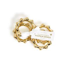 Golden Bamboo Napkin Rings - Set of 4