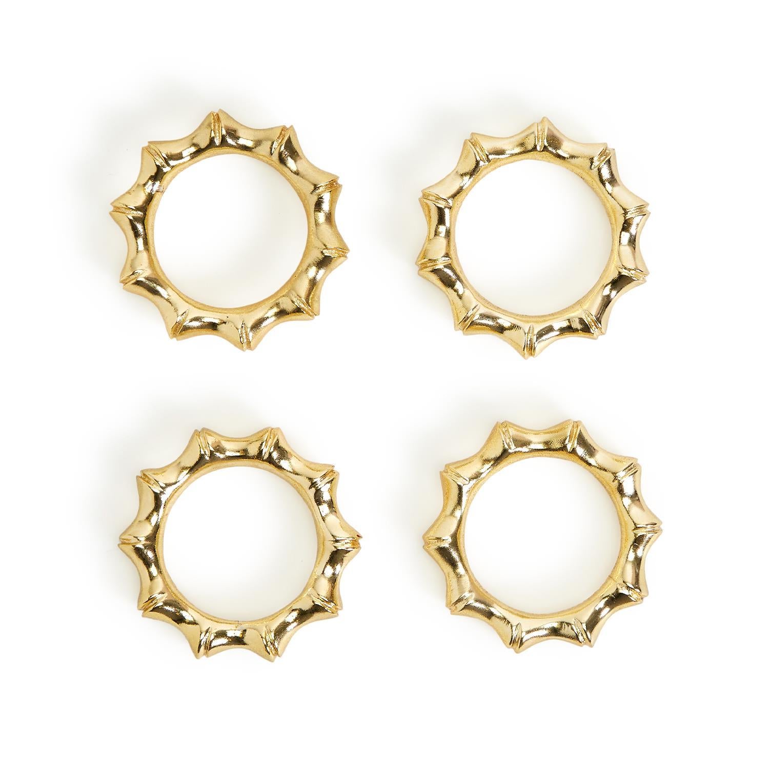 Golden Bamboo Napkin Rings - Set of 4