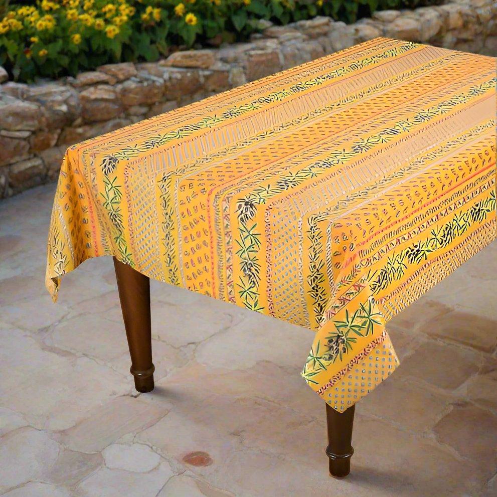 Olives & Mimosa Orange Tablecloth